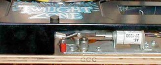 Twilight Zone playfield.<br />Stamped ‘CCC’ = Churchill Cabinet Company.