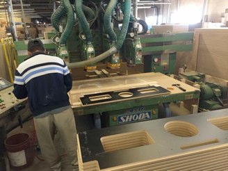 Churchill / Chicago Gaming factory. CNC routing machines shown.