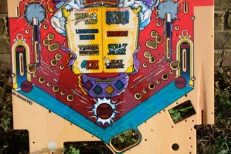 This is a TAG (Thomas A. Grant) made TOM playfield.<br />It is common to find these TAG made playfields in USA Theatre of Magic’s. These are the pretty version playfields.<br />Most collectors prefer this version over the SP playfields.